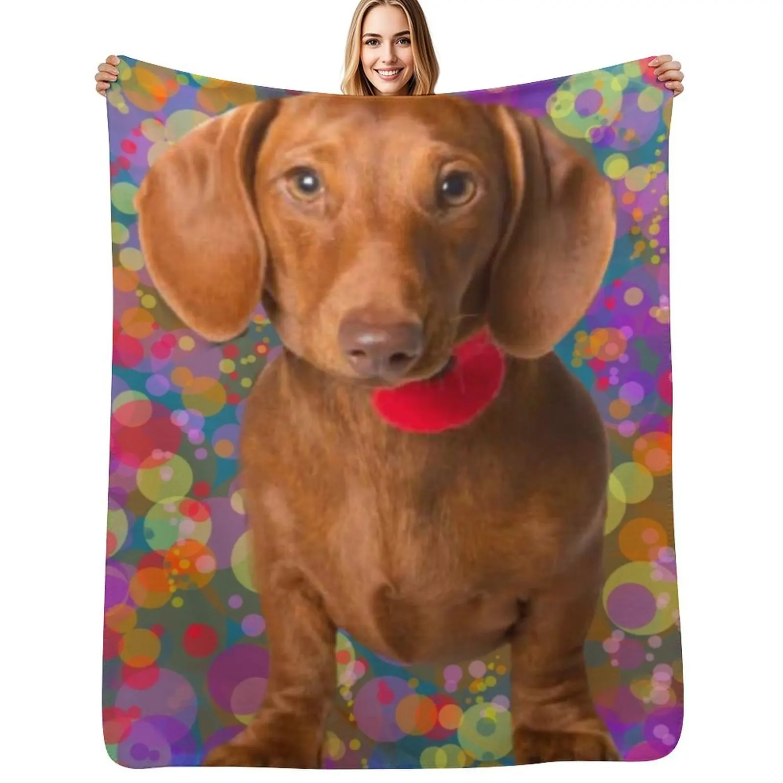 

The Vibrant Dachshund Throw Blanket Plaid on the sofa Designers Blankets For Sofas warm winter Blankets