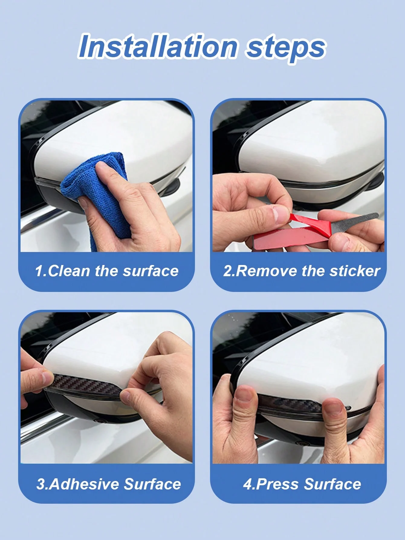 2Pcs Carbon Fiber Side Mirror Protector Decal, Genuine Carbon Fiber Woven Texture, Scratch/Impact-Resistant, Universal for Rearv