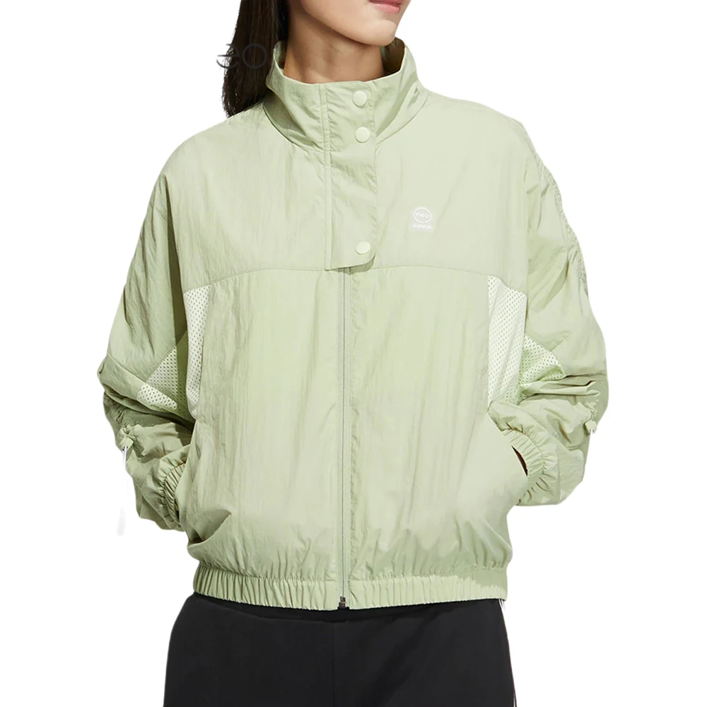 

Adidas Originals Line Стильная светло-зеленая куртка с легкой сетчатой вставкой Модный воротник для городской весенней одежды