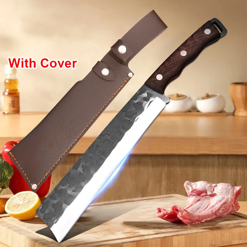 Full Tang Heavy Knife Chop Bone Vegetables Handmade Kitchen Knives Slaughter Slicing Knife Chef Cleaver Meat Sharp Butcher Knife