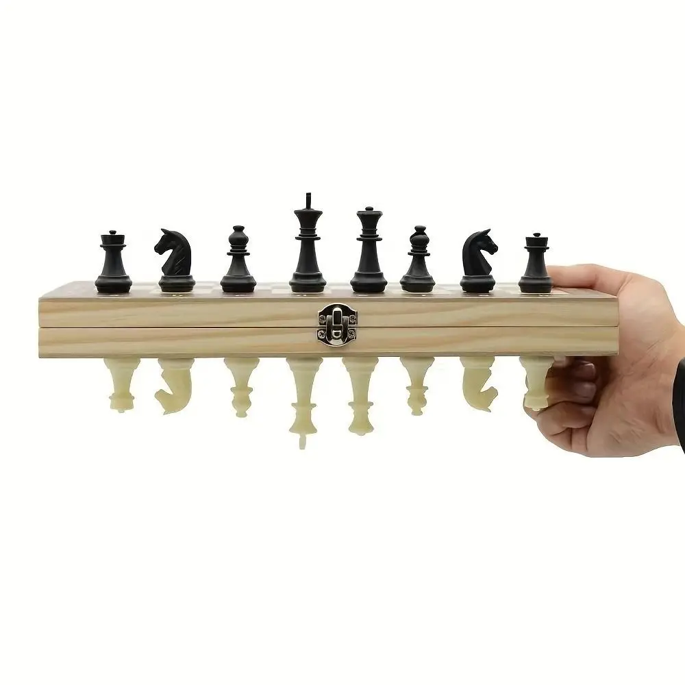 Chessboard Solid Wooden International Chess Foldable Magnetic Educational Chess Game Set Standard Portable