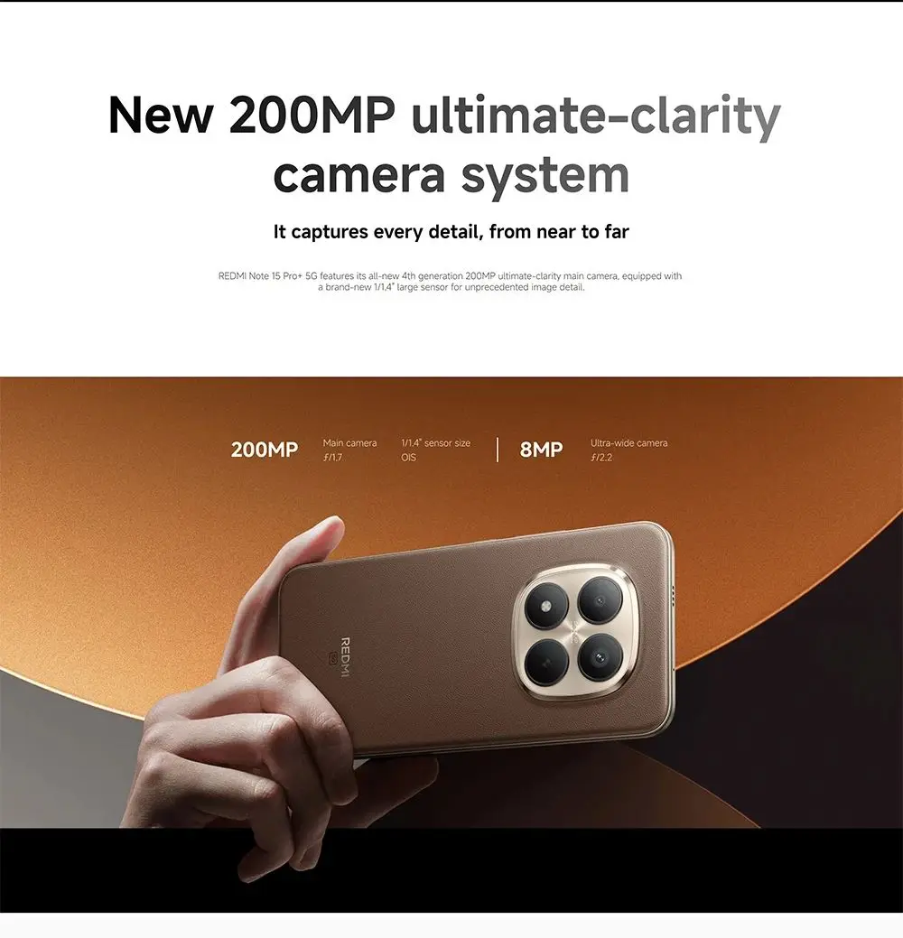 Xiaomi Redmi Note 15 Pro Plus 5G Global Version 6.83" 120Hz AMOLED Smartphone Snapdragon 7s Gen 4 200MP OIS Camera 6500mAh 100W Fast Charging NFC