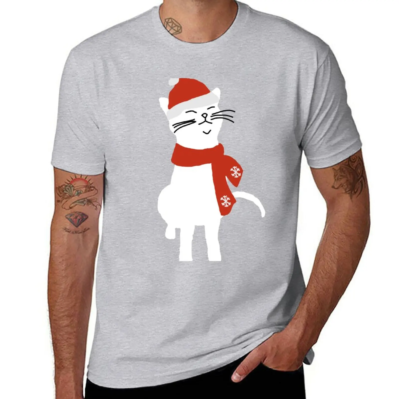 White Christmas Kitty Cat T-Shirt new edition t shirt boys animal print shirt t shirts men