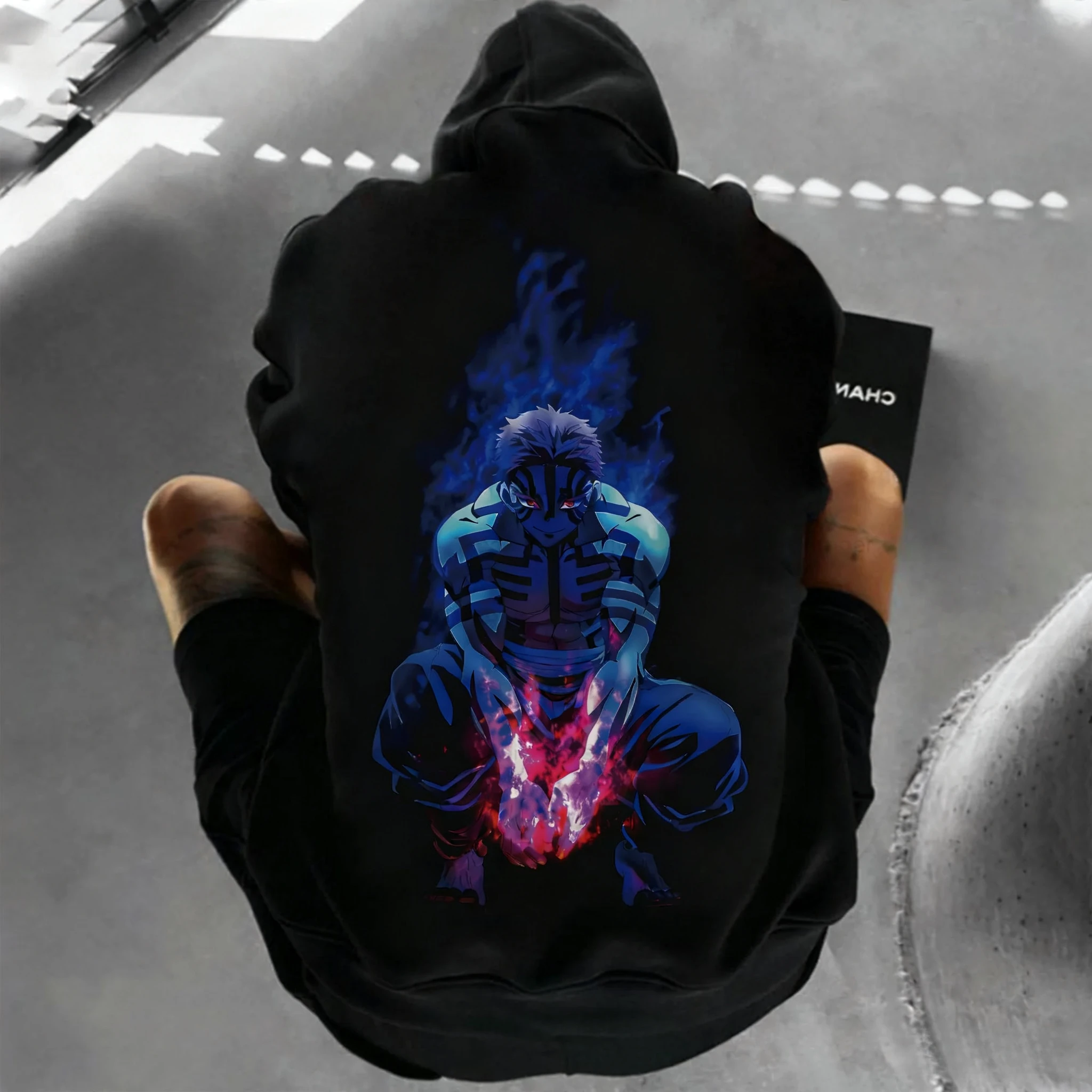 Demon Slayer 2025, Herbst/Winter, neuer Herren-Kapuzenpullover, super cool, Akaza, Anime, bedruckt, locker, lässig, Hip-Hop, Eltern-Kind-Pullover