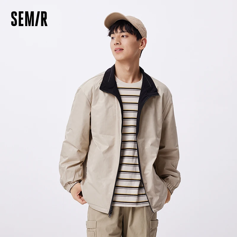 Semir Coat Men Autumn Two-Sided Wear Fashion Trendy Three-Defense Men Jacket Simple Versatile Stand Collar Outdoor Top