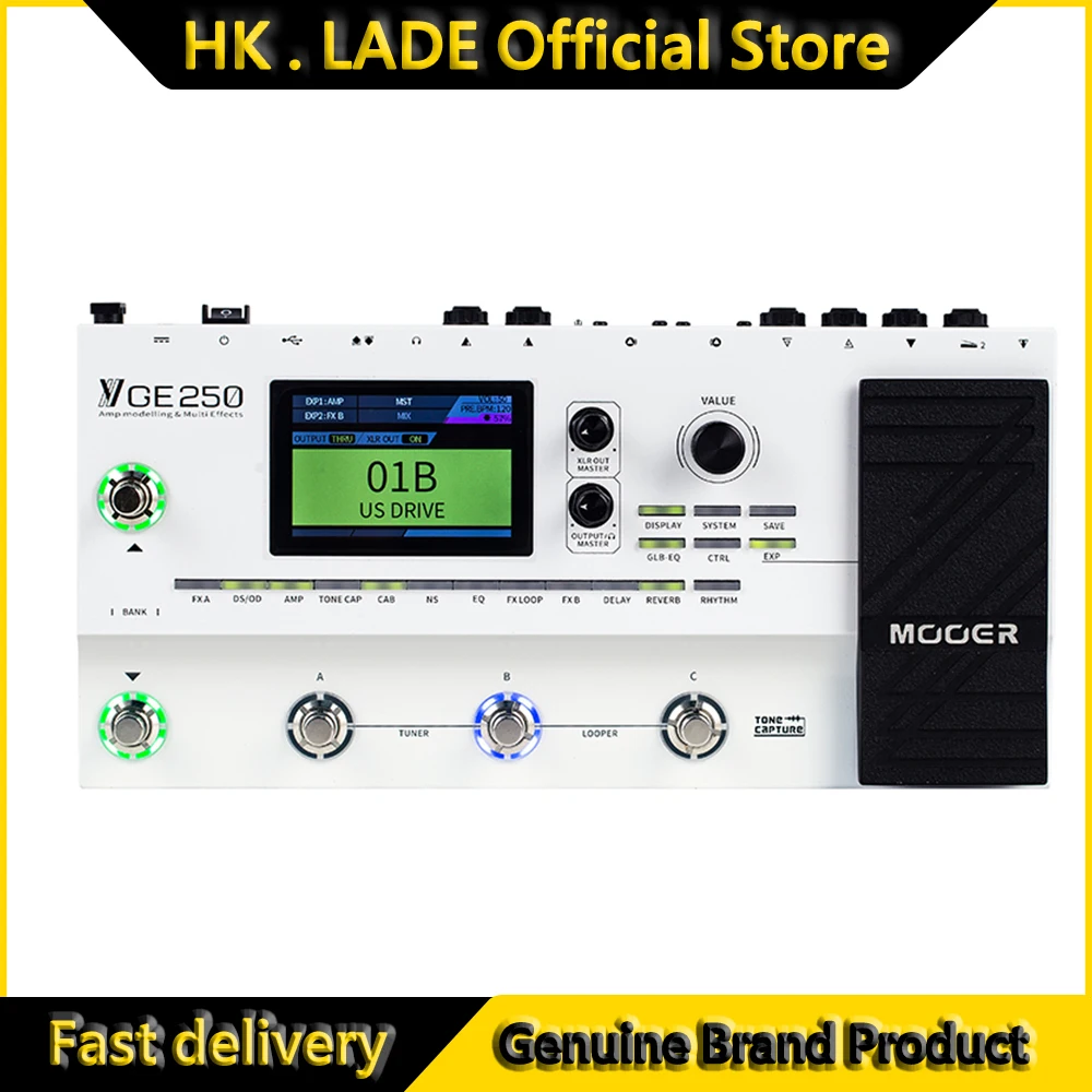 

MOOER GE250 Guitar AMP Modelling Multi-Effects Processor Pedal 70 AMP Models 180 Effect 70s Looper 32 IR Digital AMP Pedal