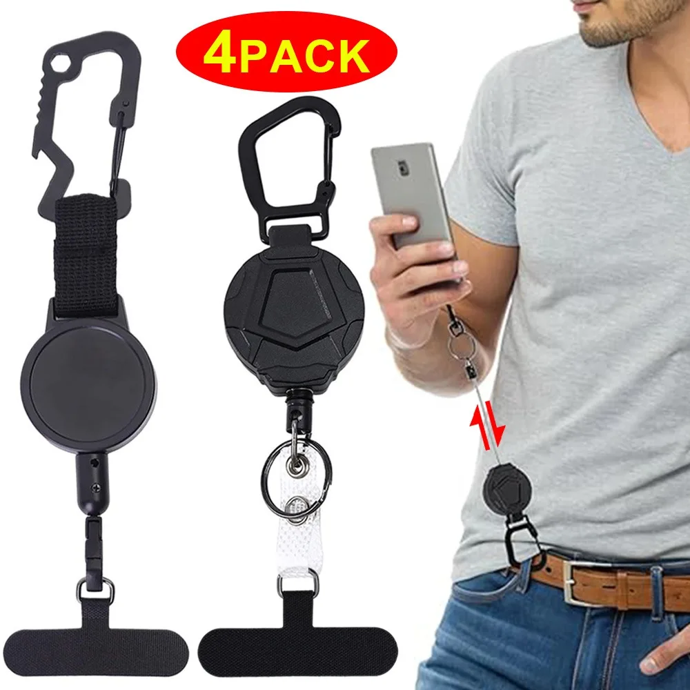 1/2/4 pcs Retractable Anti-Theft Phone Holder Cellphone Lanyard Strap Smartphone Safety Tether with Belt Clip for Outdoor Travel