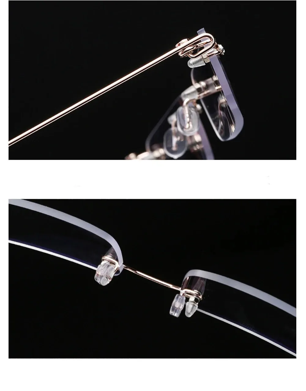 Anti-Blau Randlose Lesebrille Quadratische Metall Presbyopie Brillen Mit Fall Brillen männer Gläser Für Anblick Plus + 4 – Detail 8