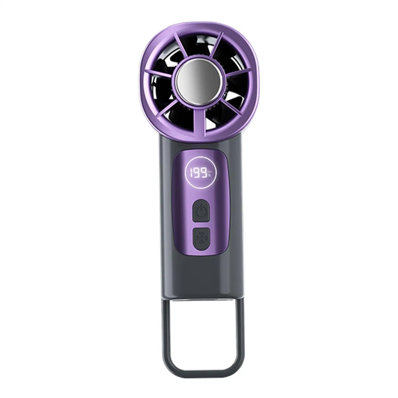Portable Car Fan 199-speed Ventilator with Clip and Hook LED Display USB Charging Handheld Fan for Kids Adults Travel Car