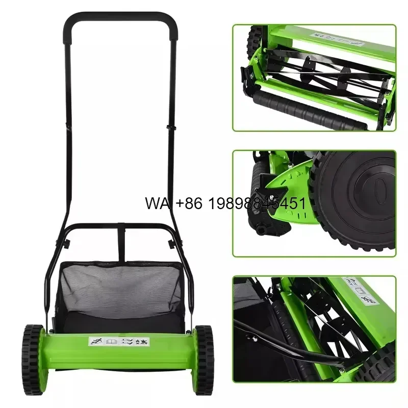 Wmwmnu for Professional Manual Hand Mower Green Push Low Noise Commercial Reel Mower