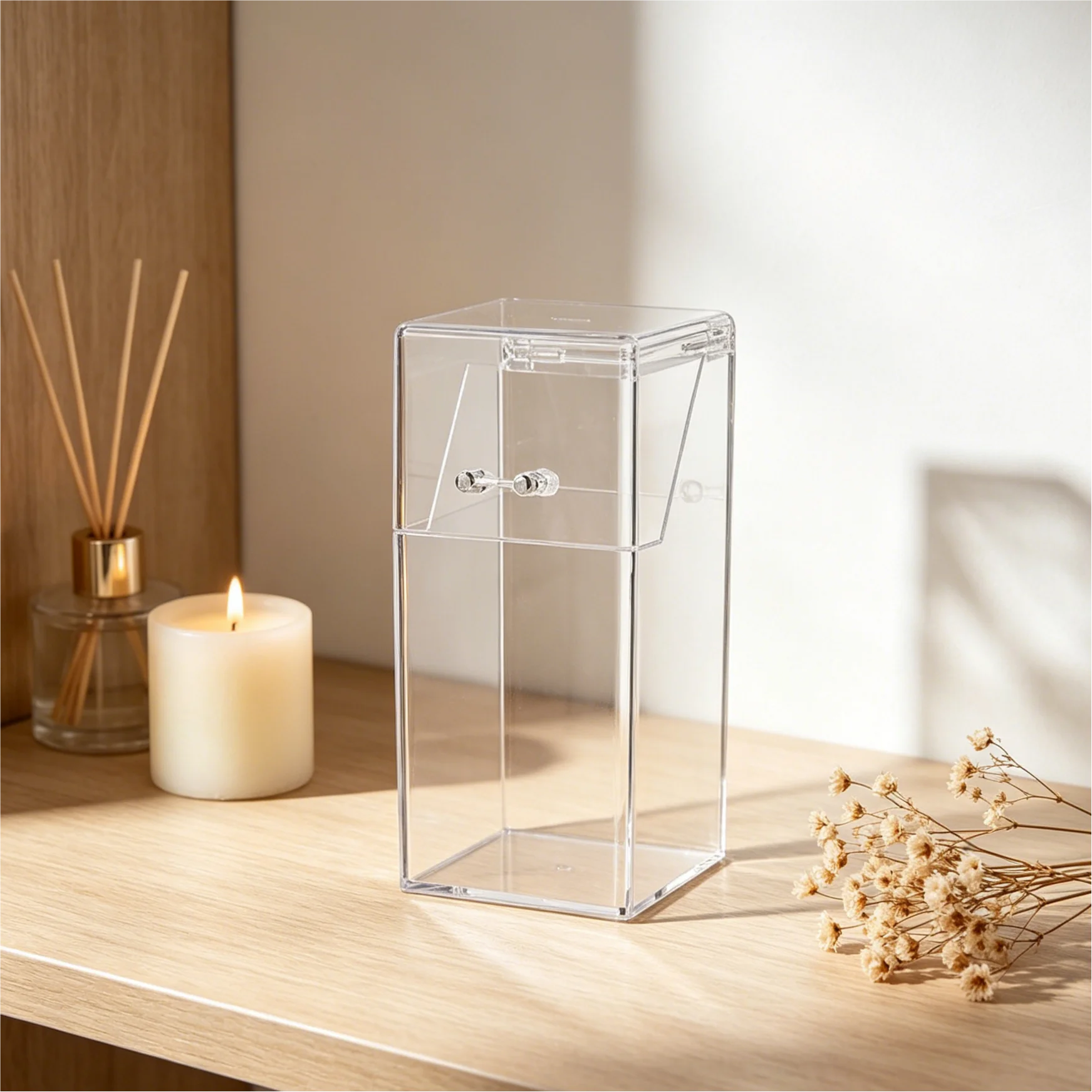 

1 Transparent Mask Storage Box With Lid, Dust-proof Mask Box, Makeup Brush Storage Box