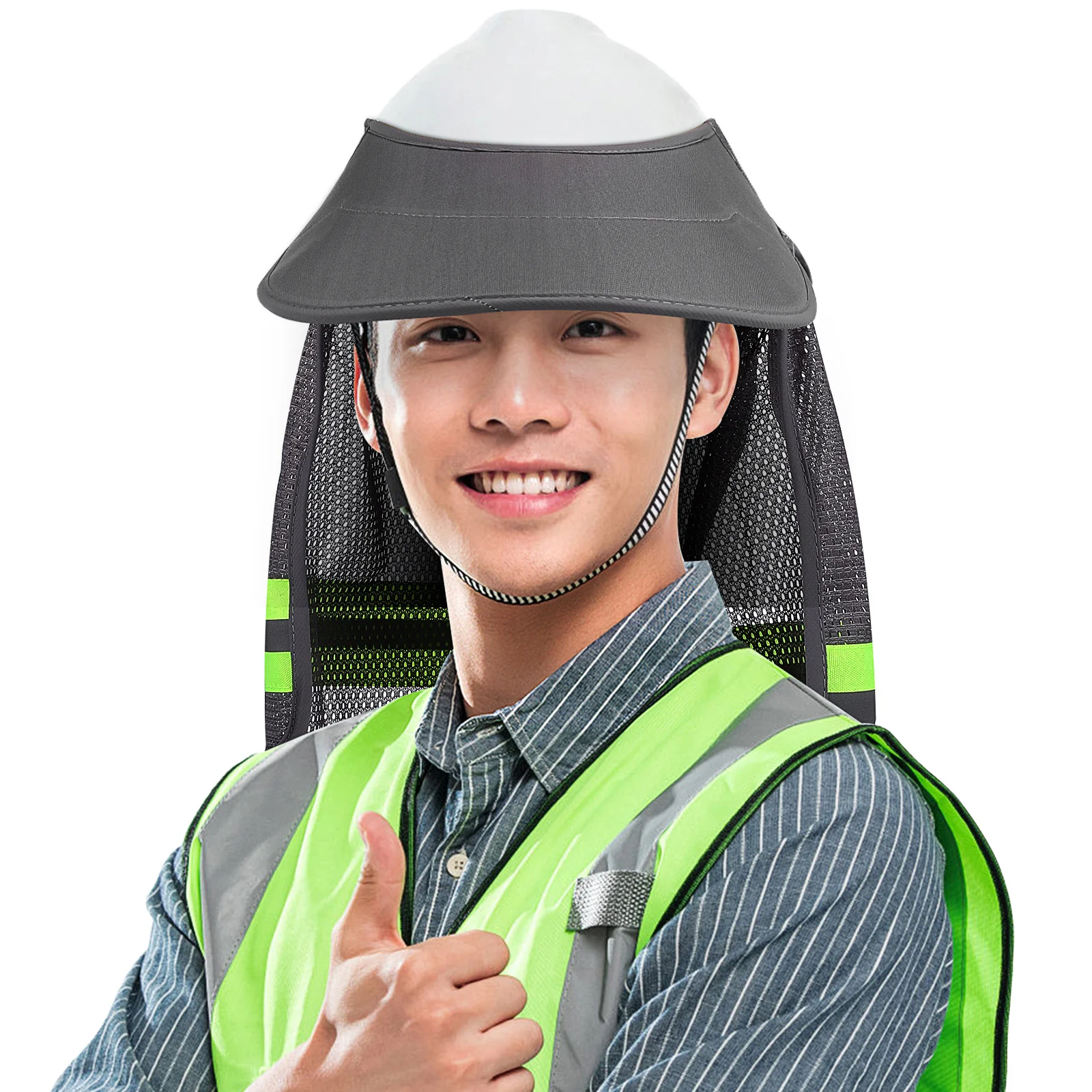 

1pcs Hard Hat Sun Shade Full Brim Mesh Neck Shield Adjustable Visor For Construction Outdoor Work Safety Sunshade