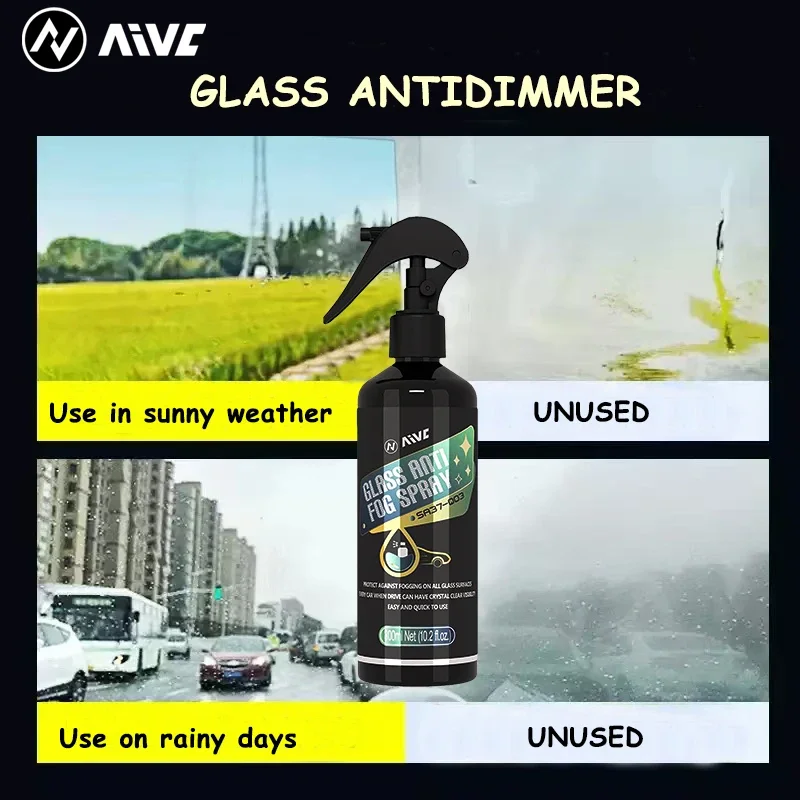 AIVC Vidrio de coche con spray antivaho de larga duración: espejo retrovisor, revestimiento de parabrisas, película de eliminación de aceite,