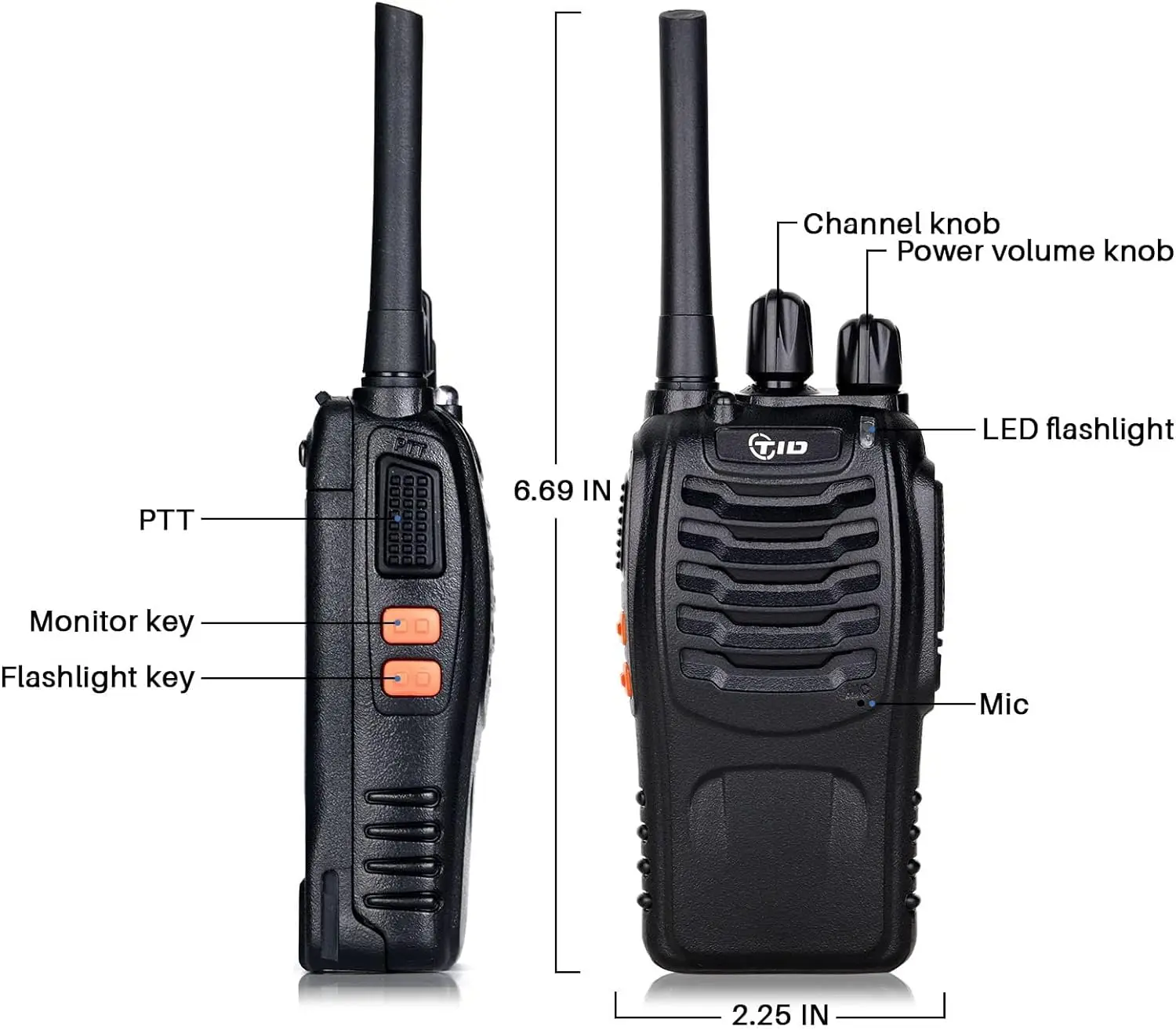 Imagem -05 - Tidradio-td v2 Longo Alcance Recarregável Walkie Talkies Estação de Rádio Tow Way Fone de Ouvido Mic 16 Canais Walkie Talkies Handheld