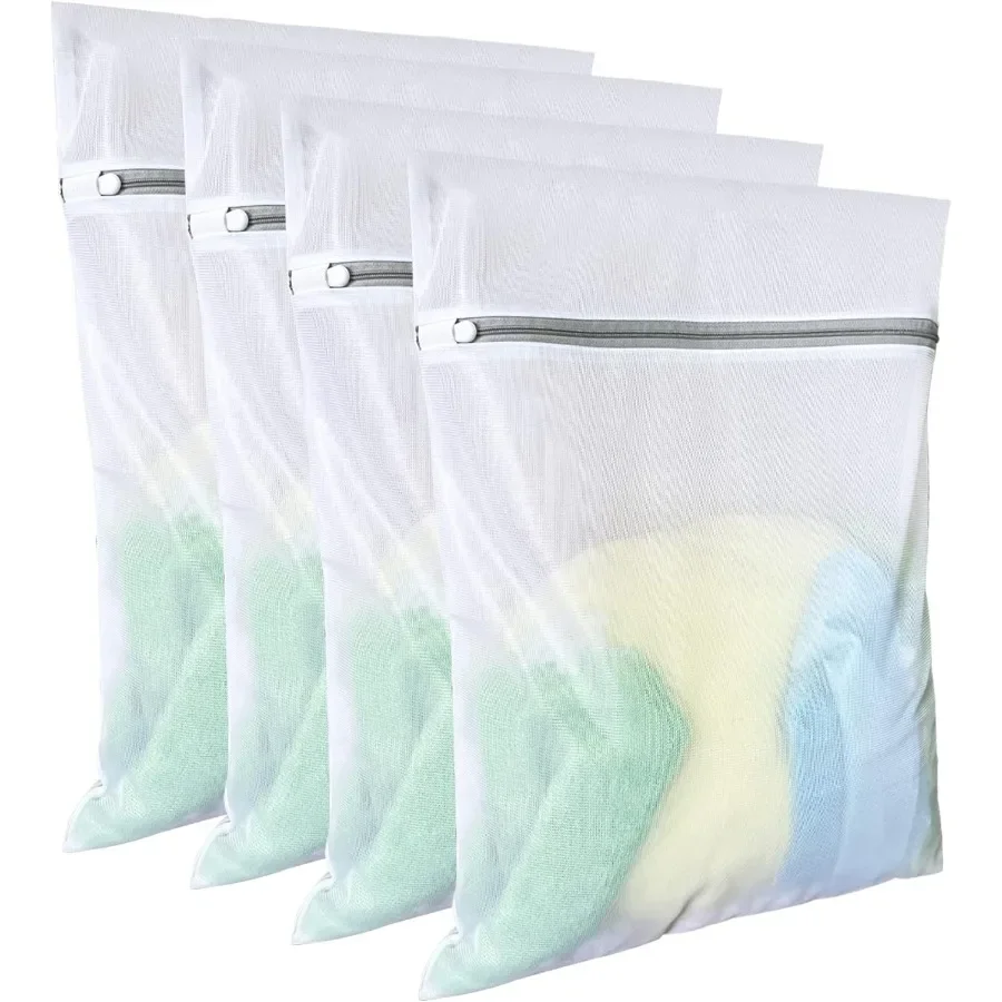 Paquet de 4 pochettes de lavage en maille 16x20 pouces, sacs en filet à linge délicats pour le rangement du dortoir d'université