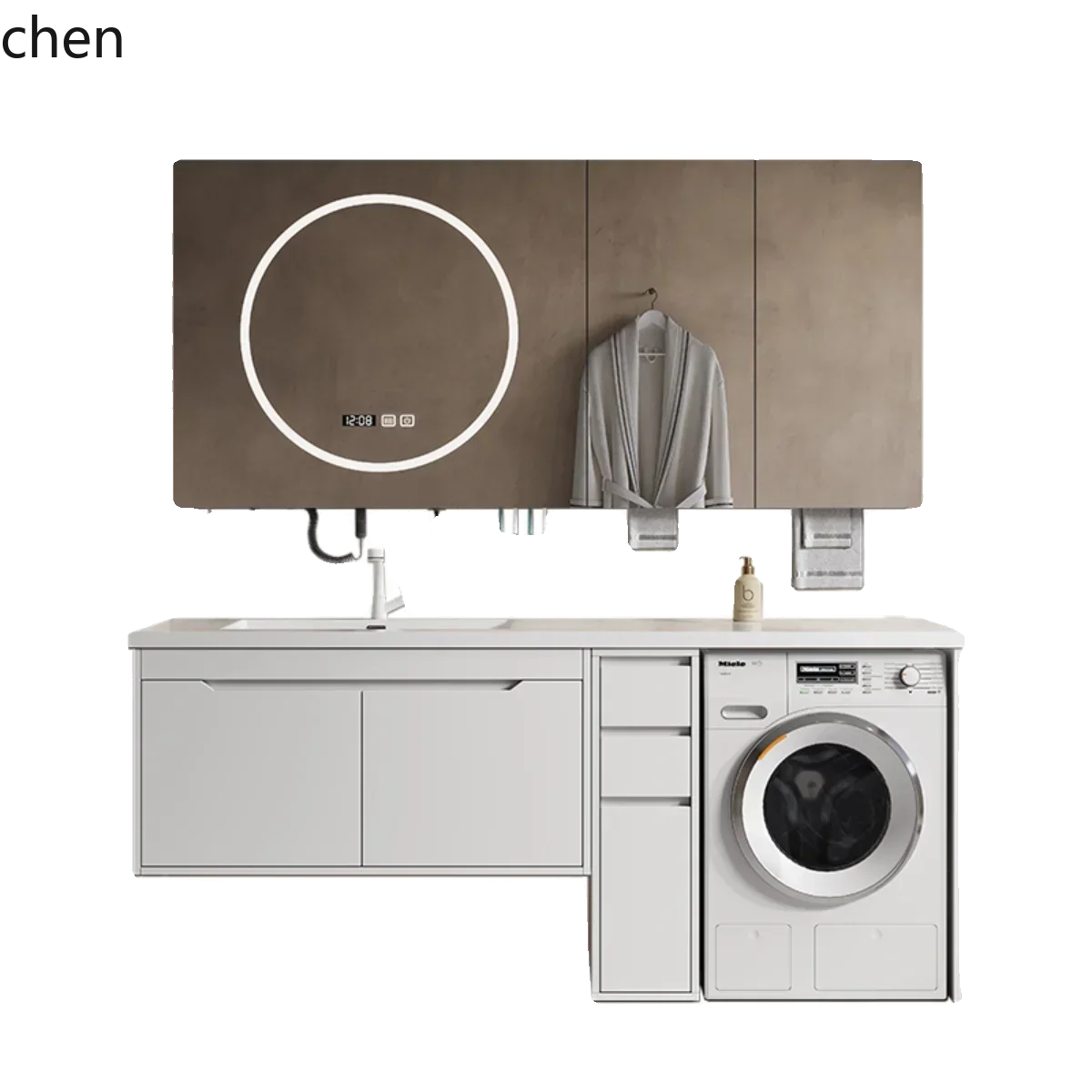 YS-4 -T imported DuPont, Dulijia, Corian integrated basin fashion lig luxury washing machine cabinet washbasin combination