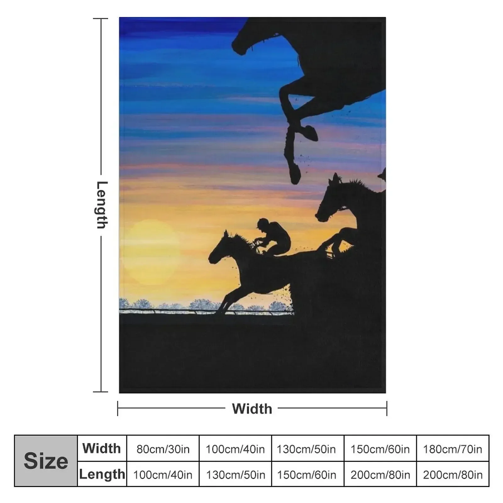 New Newmarket Race Horses at Sunrise Painting Throw Blanket couch cozy soft plush fuzzy picnic outdoor blanket