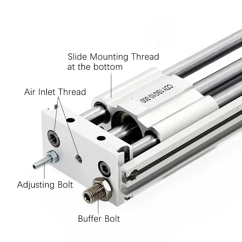 CDY1S Bore 10/15/20/25/32/40mm Stroke 50-1500mm Magnetic Coupling Rodless Air Pneumatic Cylinder Piston Be Customized  Part