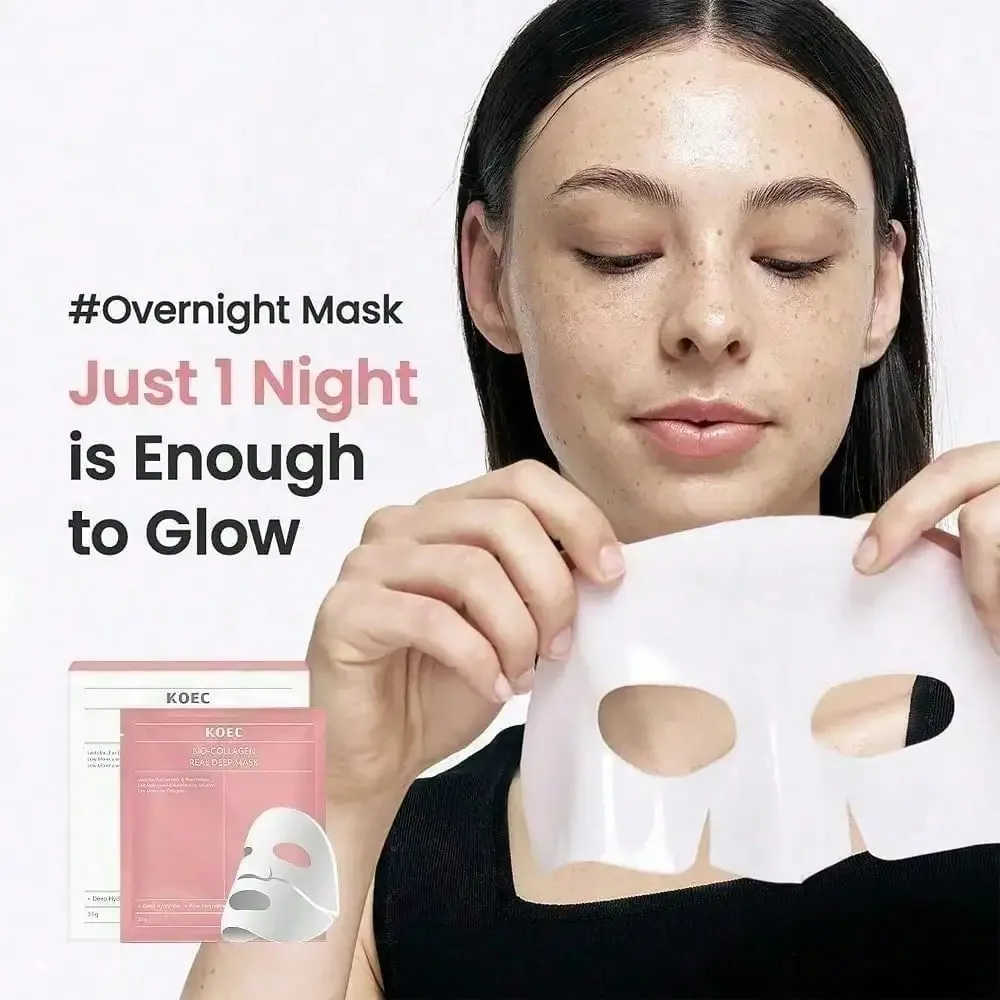 Deep Absorbable Bio-Collagen Night Mask with Ferment Extracts, Multi-Benefit Overnight Skin Care Mask, Helps Plump Skin Texture, Refines Pore Appearance, Tones Facial Contours, and Enhances Natural Radiant Skin Tone