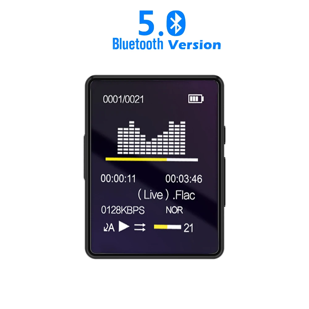 Reproductor MP3 BT portátil, inalámbrico, Mini Digital, sonido HiFi sin pérdidas, reproductor de música pequeño, Walkman negro