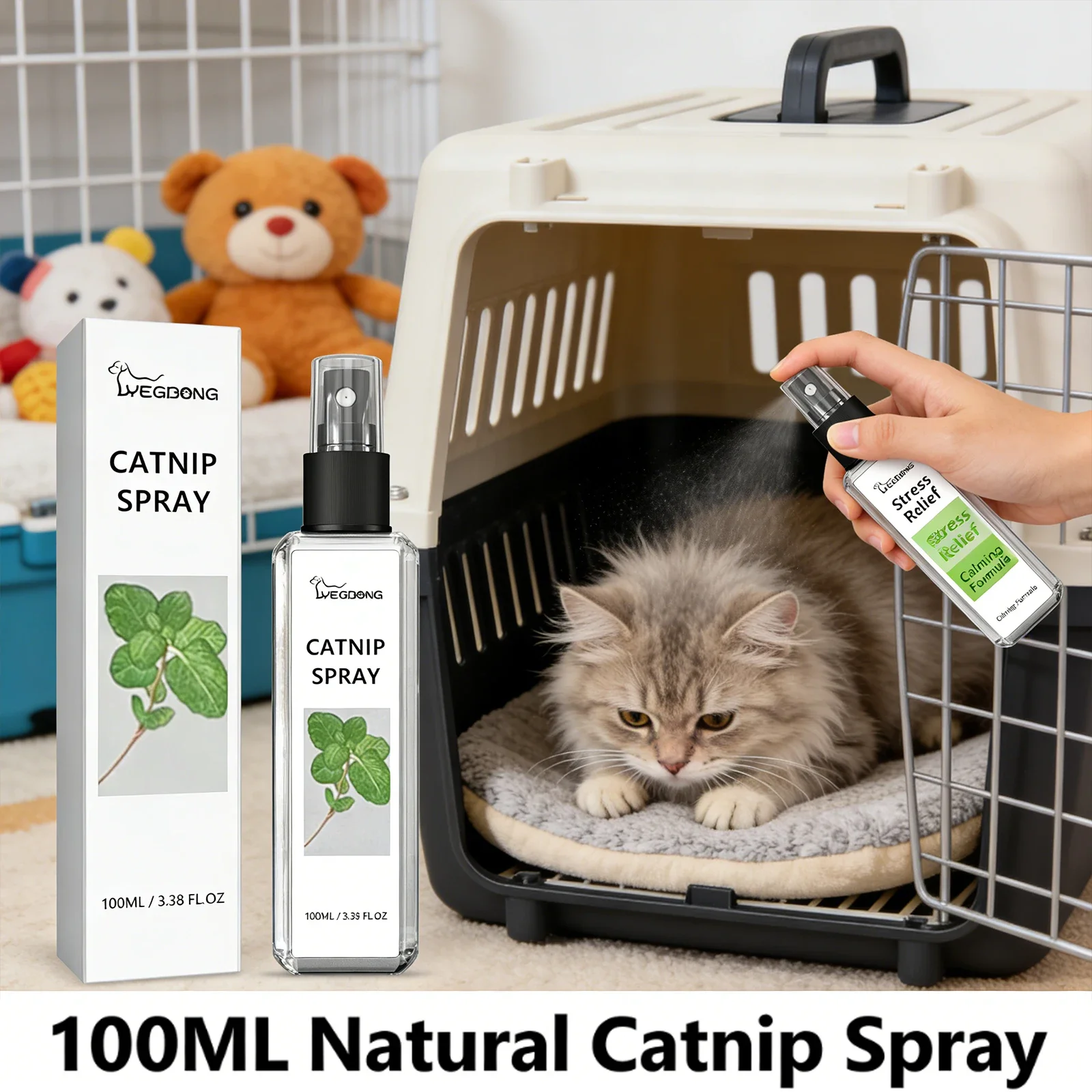Spray à l'herbe à chat Yegbong, soulage efficacement l'anxiété et la tension des chats, améliore la vitalité des animaux de compagnie, stimule le plaisir des chats, spray comestible à la menthe pour chats