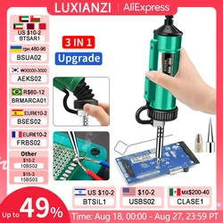 LUXIANZI 220V 50Hz Electric Suction Gun Vacuum Solder Sucker Tin Soldering Iron Desolder Pump Repair Welding Tools with Nozzle