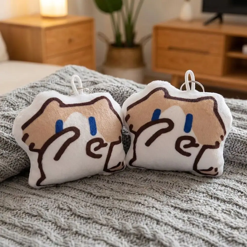 Press Sound Cat Plush Sound Keychain Abstract Soft Filling Stuffed Cat Pendant Animal Cartoon Kitten Bag Charm