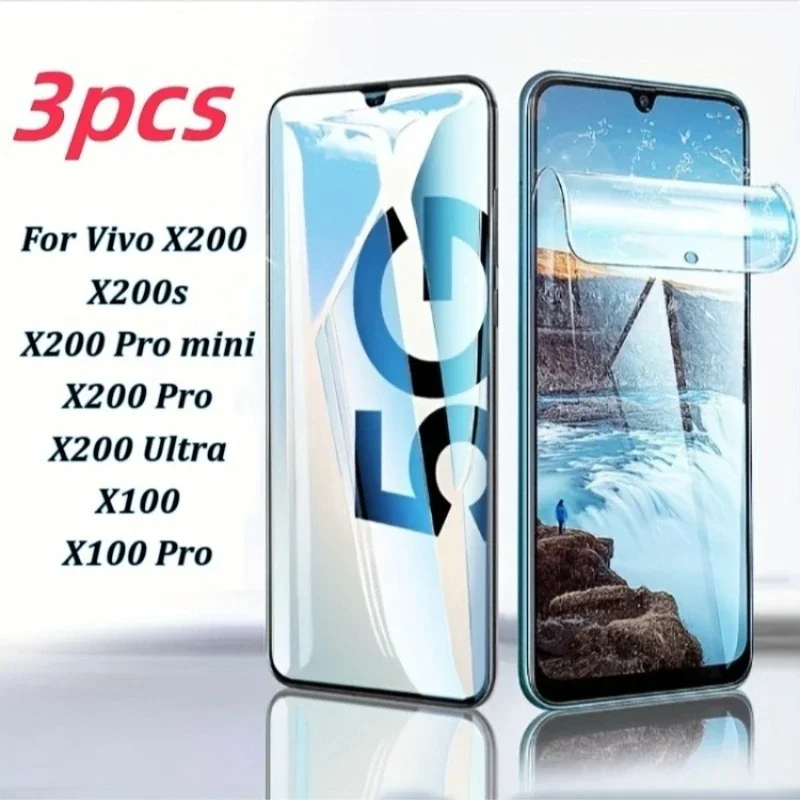 3 قطعة واقي للشاشة هيدروجيل فيلم ل Vivo X200 Pro/X200 Ultra/X200 Promini/X200s/X100 Pro/X100s/X100 Ultra/X90 HD لوسيد فيلم