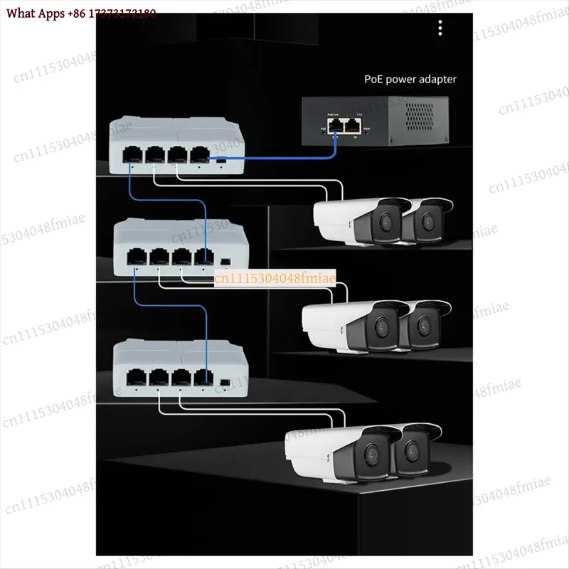 1Pcs 4 Ports 1 to 3 Port PoE Extender Passive Cascadable IEEE802.3Af 100Mbps IP Transmission Repeater Switch NVR Accessory