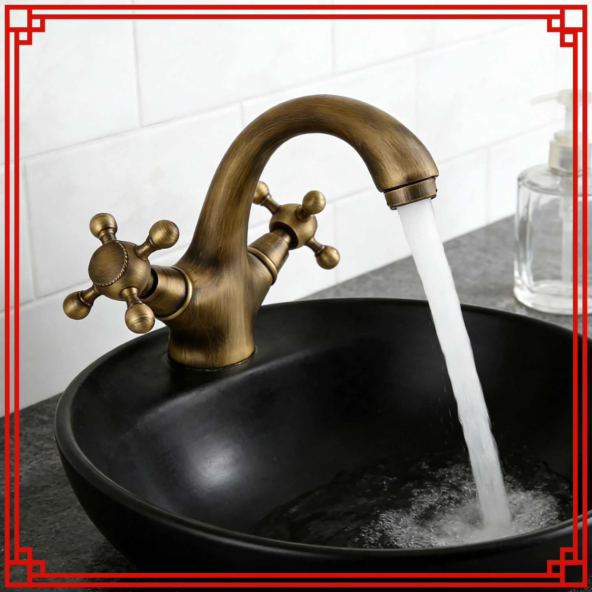 

Новый европейский ретро антикварный латунный смеситель для горячей и холодной воды - специально для раковины в ванной комнате