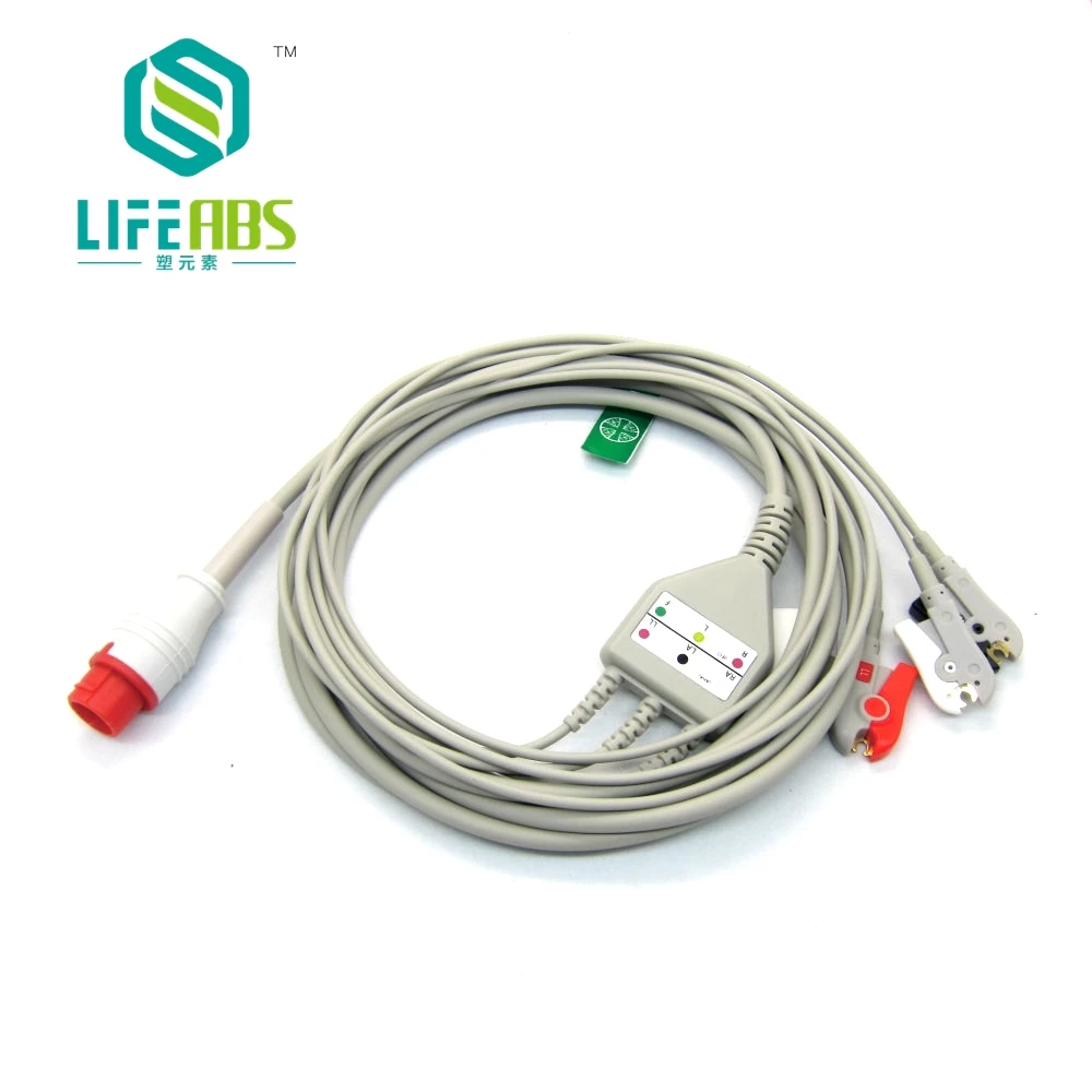 

Цельный кабель для ЭКГ, кабель для ЭКГ Aha, 3 провода, 5 выводов, защелкивающийся зажим, провода для ЭКГ для B*ionet BM3, Mornitor Machine