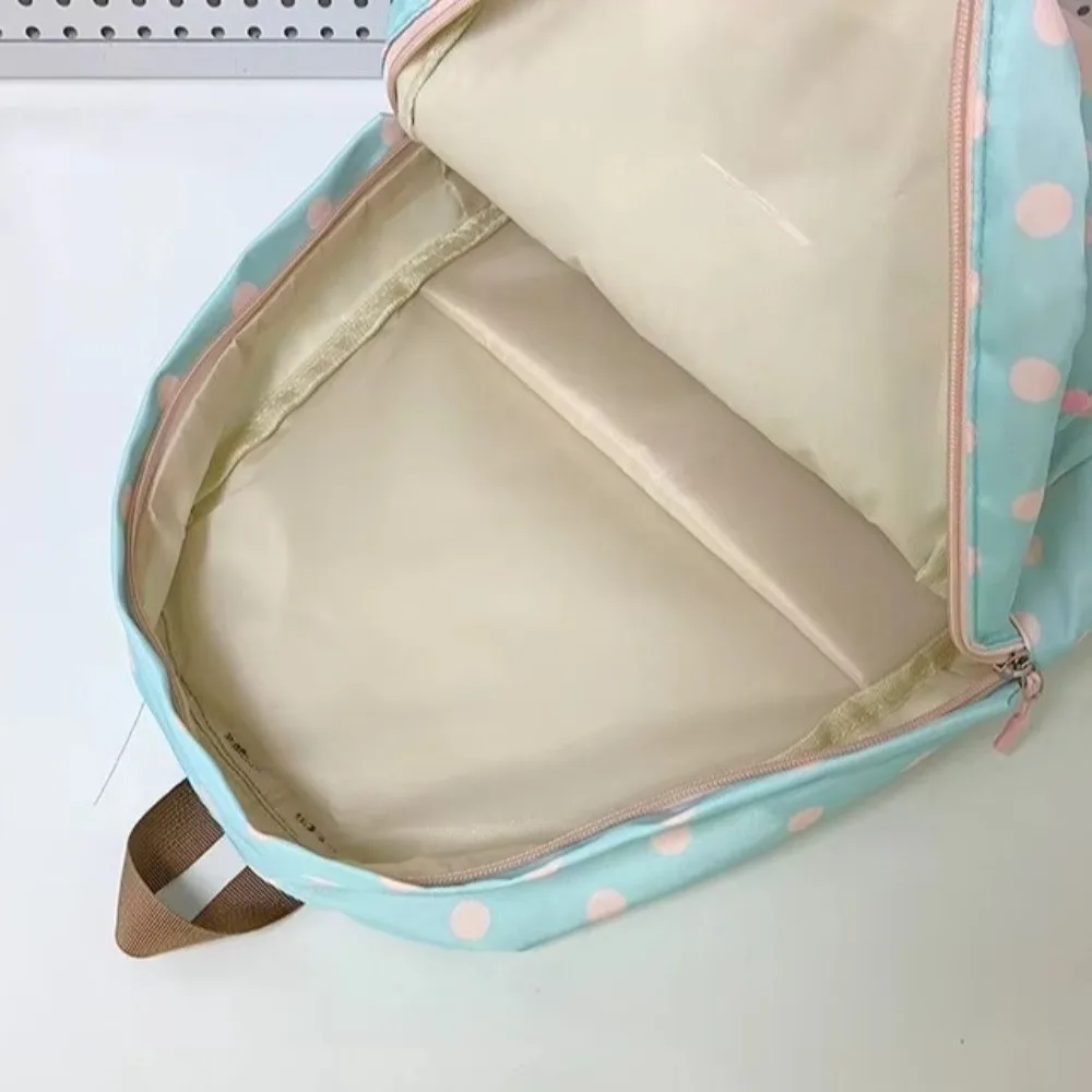 Lightweight Design Polka Dot Backpack Polka Dot Pattern Casual Style Travel Daypack Heart Shape Print Ins Aesthetic