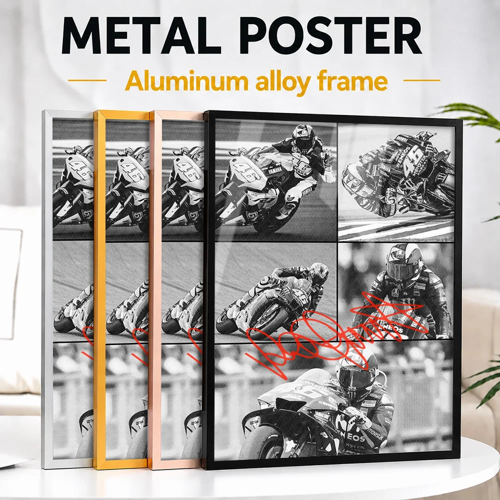 MotoGP Riders Collage Framed Metal Print Customized Photo Curated Gallery Style Wall Art For Collector Room Memorable Fan Gift