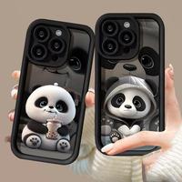 Case For OPPO Reno 11 10 5G 10 Pro Plus 8T 4 5 6 7 8 Pro 7Z 8Z 6Z 4Z 5Z Realme GT Master 11 8 5G 8i Cover Cute Panda Coffee