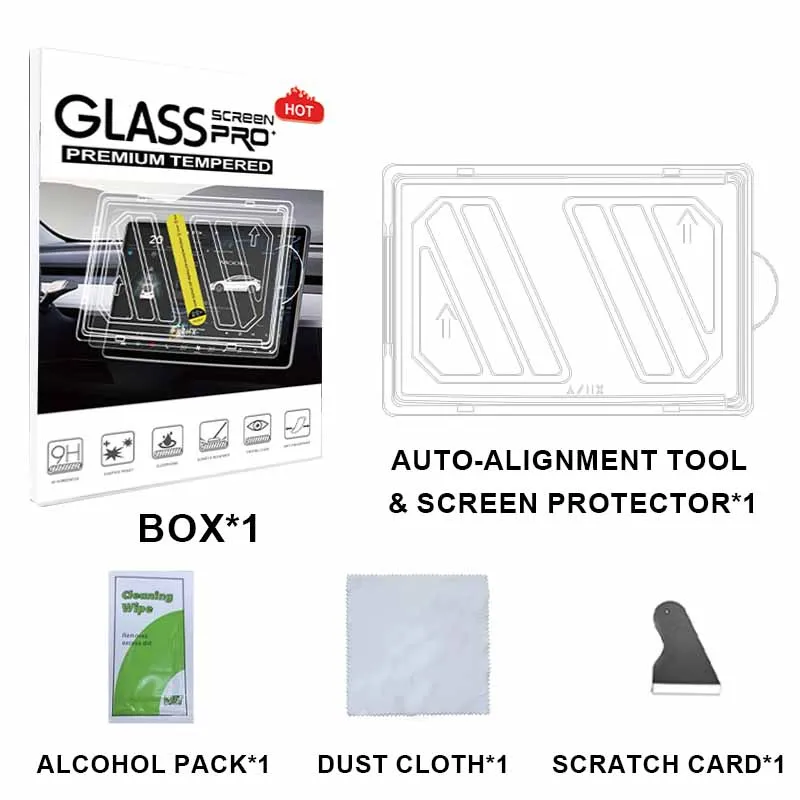 1pc Tempered Glass Car Navigation Touch Screen Fingerprin Film For Tesla Model 3/Y HD Screen Protector with Auto Alignment Tool