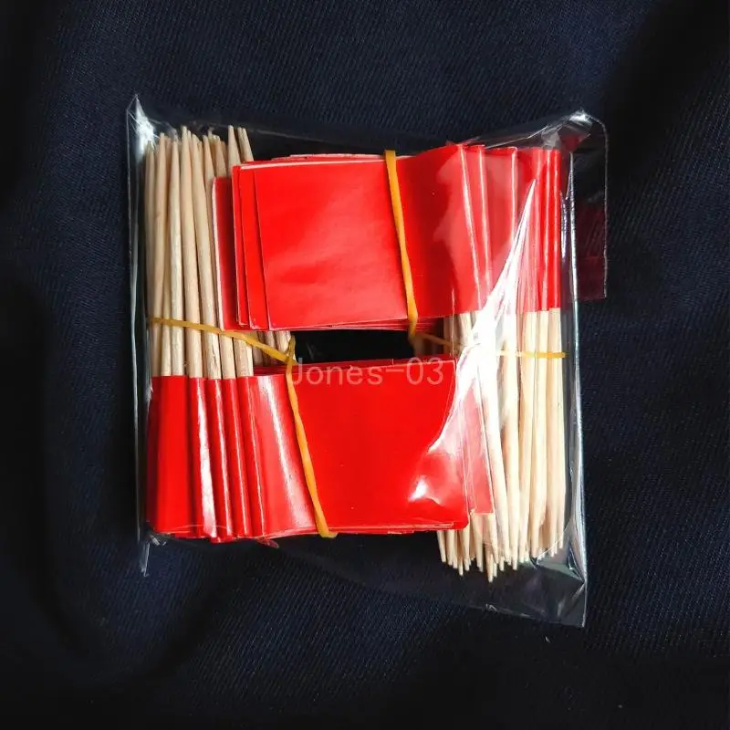 Q6PE 100 Pezzi Bandiere Stuzzicadenti Arcobaleno Rosso Solido Bandiere Pirata Etichettatura Marcatura per Torta da per