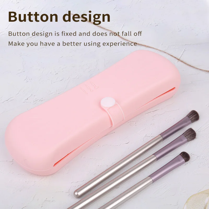 Makeup Brush Storage Bag With Button Silicone Portable Multifunctional Dustproof For Travel