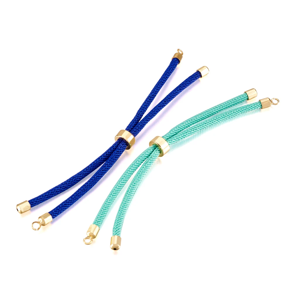 10Pcs Braided Twisted Nylon Cords with Adjustable Extension Tail Chain Lobster Clasps Connector For Bracelet Jewelry DIY Making