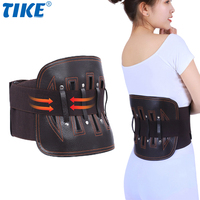 TIKE Leather Lower Back Brace Pain Relief Lumbar Support Belt, Adjustable Waist Straps for Sciatica, Scoliosis or Herniated Disc