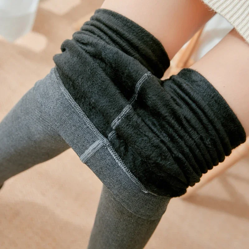 Women's Warm Tights Autumn Vertical Stripe Leggings Winter Cotton Fleece Pantyhose Warm Stockings Woman Lolita Tights Hosiery