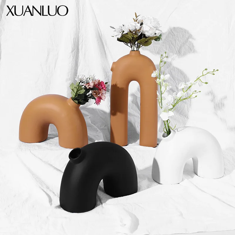 Abstract Arch-Shaped Resin Vase Ornament Creative Luxury Living Room Show Flat Decorative Piece Vase Ornament