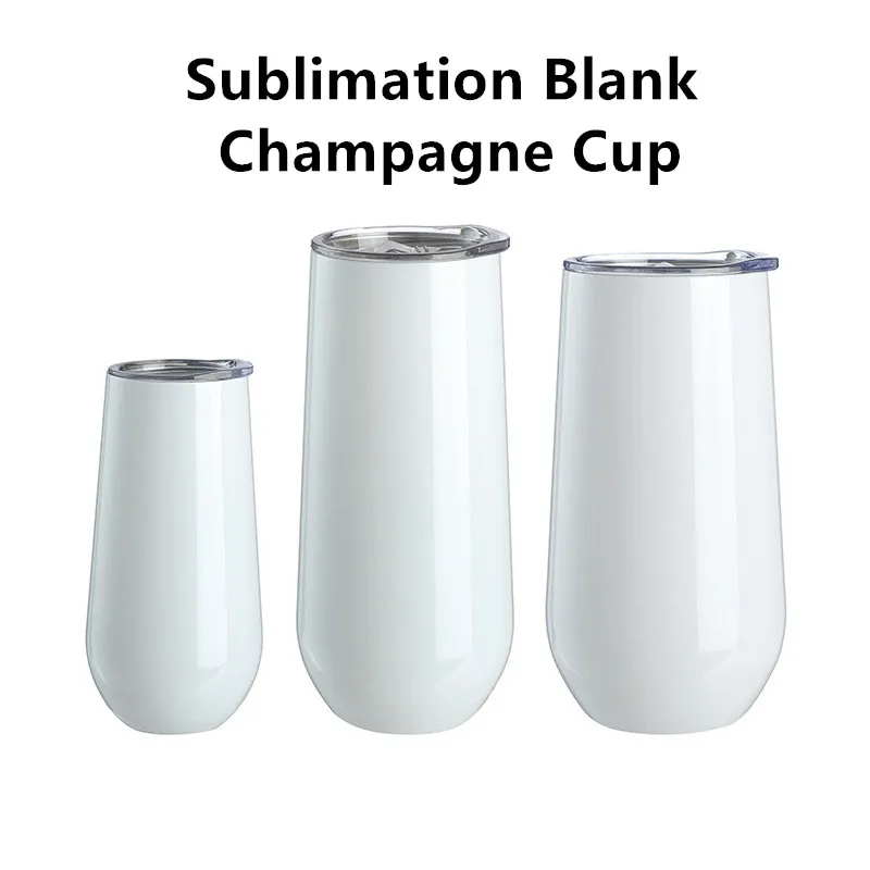 Popular Sublimation Blank Champagne Cup Gym Water Bottle Skinny Tumblers 6oz 20oz Stainless Steel Insulated Vacuum Mug