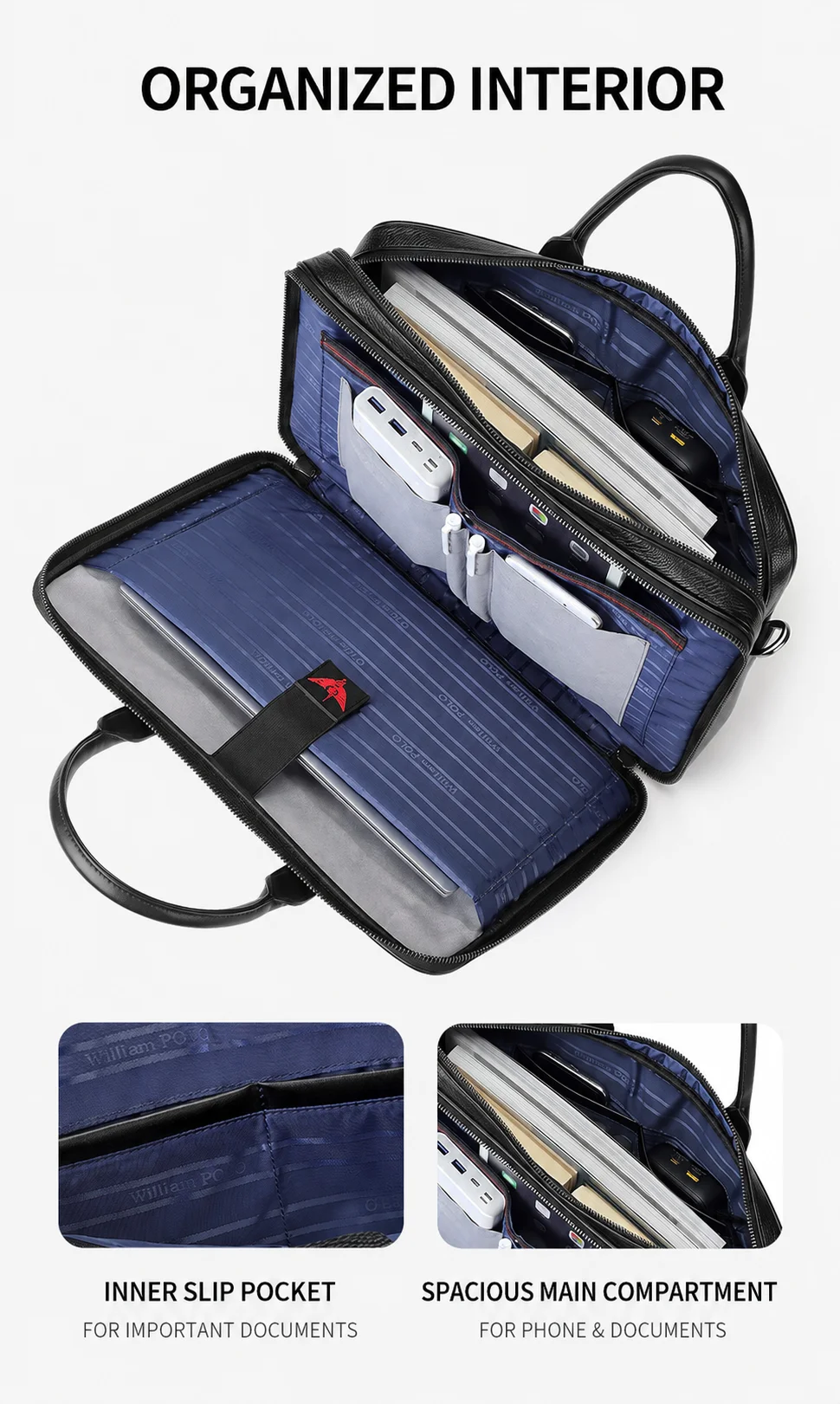 Men's Genuine Leather Briefcase Business Handbag Premium Office Work Commuter Carry Bag Luxury Gift for Men