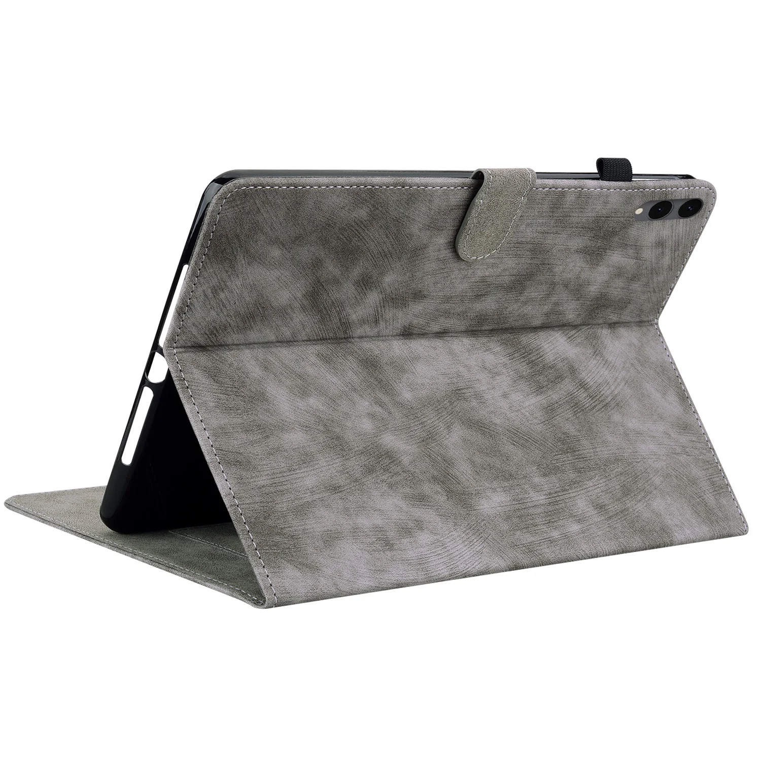 For Samsung Galaxy Tab S12+ Case Tiger Imprint Anti-Scratch PU Leather Tablet Cover - Grey