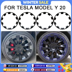 For Tesla Model Y 20 Inch Rim Wheel Hub Protection Patch Protectors ABS Wheel Guard Covers Accessories Auto Exterior 2018-2024