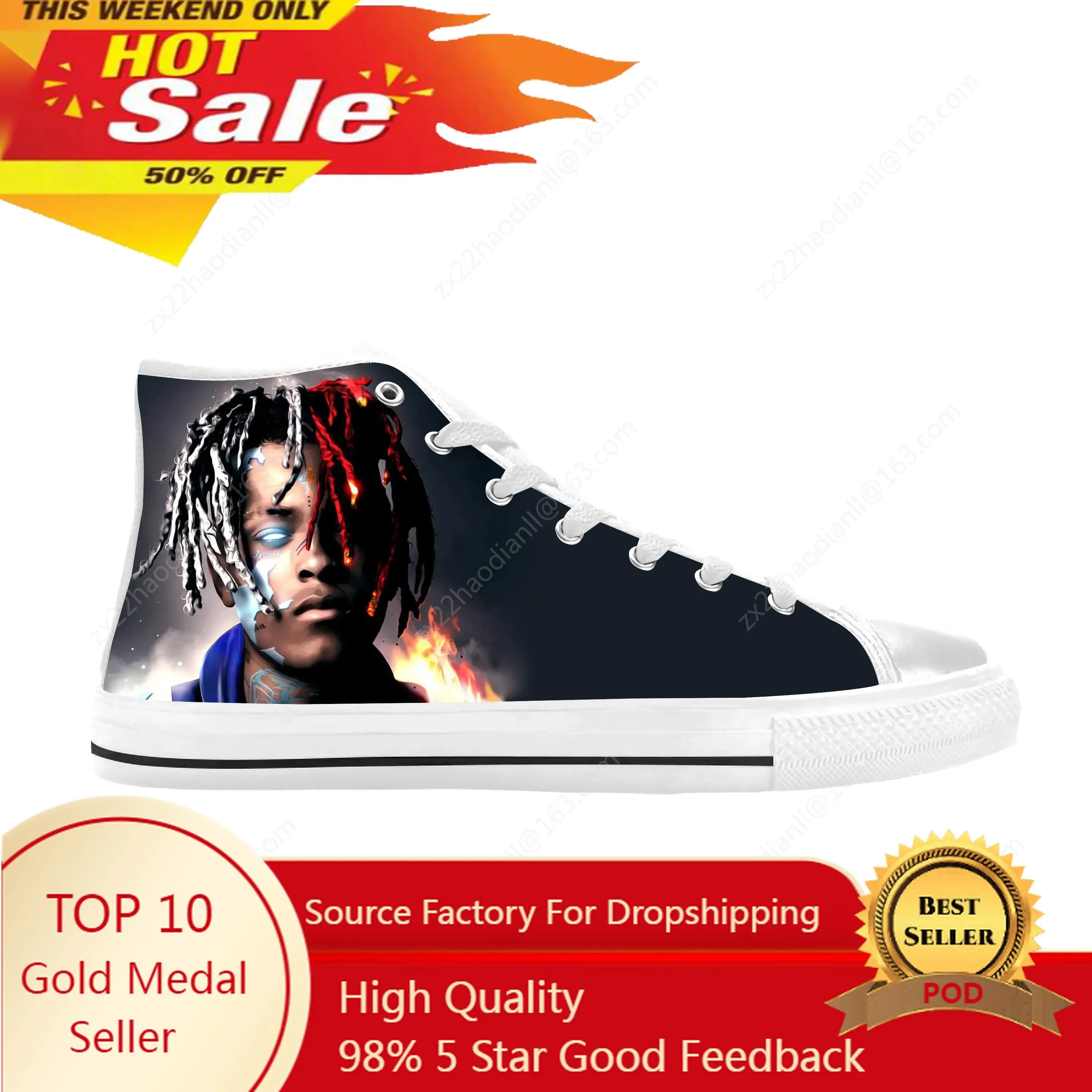 Hot Hip Hop Rapper Rap Singer Music XXXTentacions Casual Cloth Shoes High Top Comfortable Breathable 3D Print Men Women Sneakers