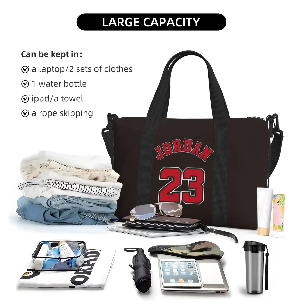 M-Jordan 23 Weekend Gym Yoga Luggage Bags Men Women Sport Crossbody Bag Travel Handbag view 6