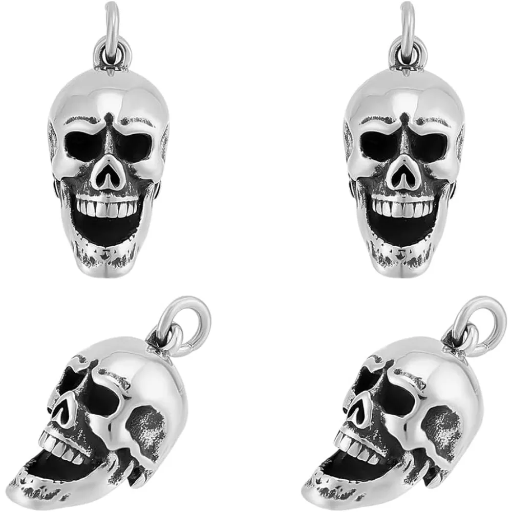 

Stainless Steel Skull Head Pendants Style Drop Dangles Charms Metal Skull Charm for Necklace Bracelet DIY Jewelry