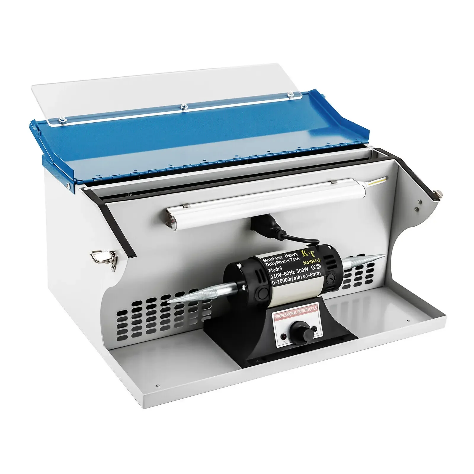 보석 연마 버핑 기계 – 집진기 및 조명이 포함된 벤치탑 500W