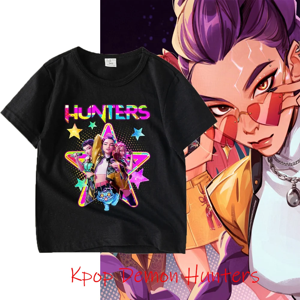 

Kpop Demon Hunters Одинаковая одежда для всей семьи Футболка с короткими рукавами Симпатичные топы K-pop Demon Hunters Tiger Harajuku для родителей и детей